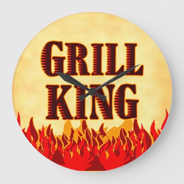Grill King GRILLEN Flames Wall Clock Große Wanduhr (Vorderseite)