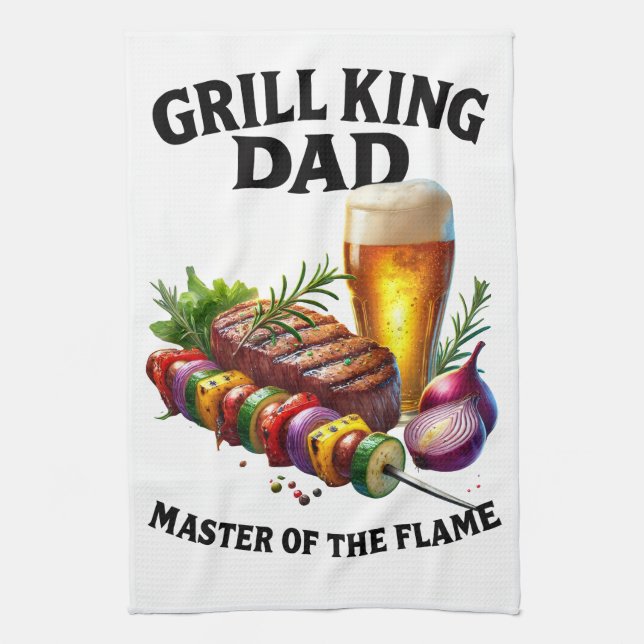 Grill König Vater Geschirrtuch (Vertikal)