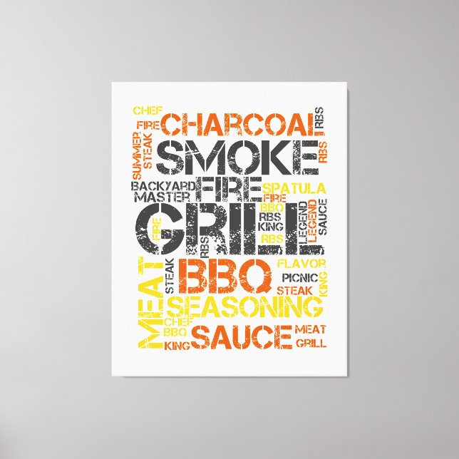 Grill Master BBQ-Typografie Leinwanddruck (Vorderseite)