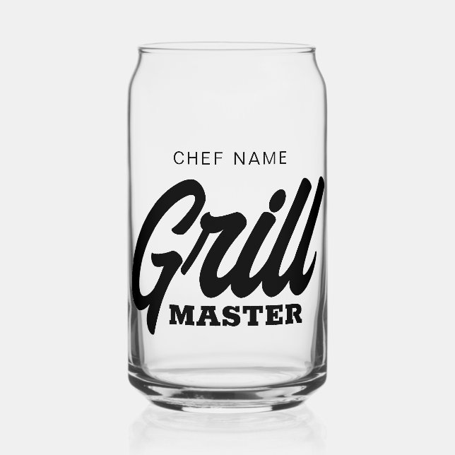 Grill Master can glass with custom BBQ chef name Dosenglas (Vorderseite)