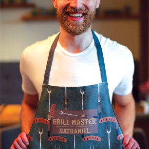 Grill Master Green Sausage Grillgabel Name Schürze