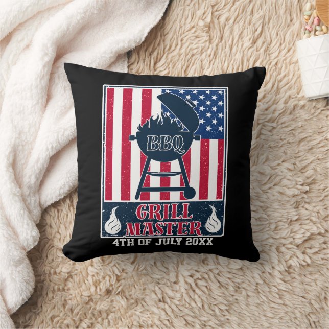 Grill Master GRILLEN 4. Juli American Flag Kissen (Decke)
