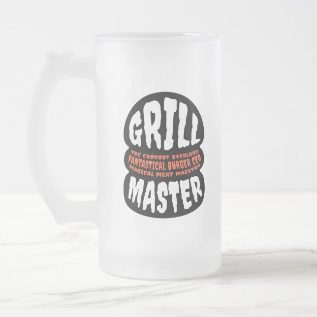 Grill Master GRILLEN Vater Zitat Burger Grillglas  Mattglas Bierglas (Links)