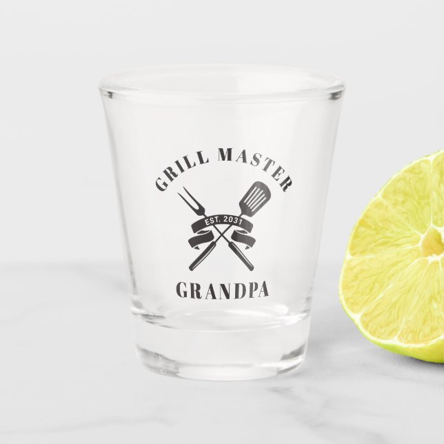Grill Master Großvater Großvater Maßgeschneidert Schnapsglas (Vorderseite)
