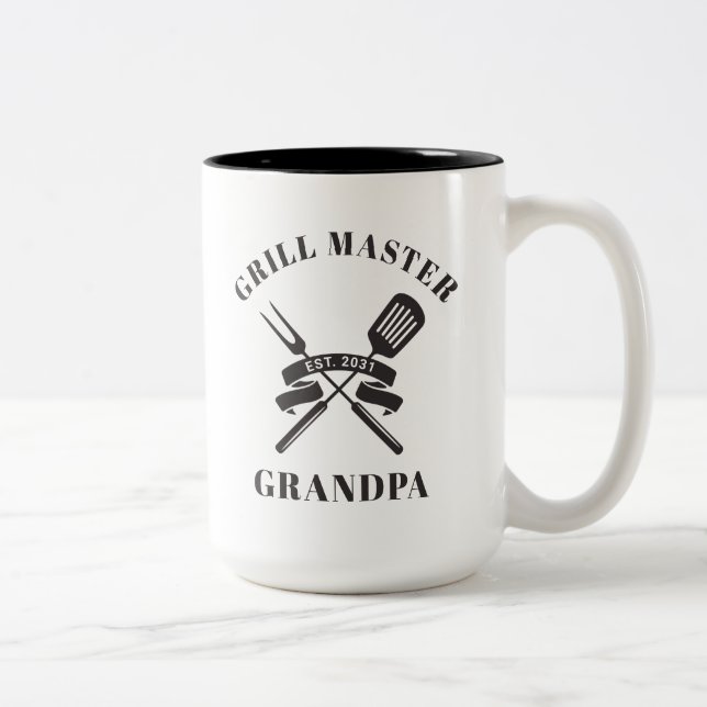 Grill Master Großvater Großvater Maßgeschneidert Zweifarbige Tasse (Rechts)