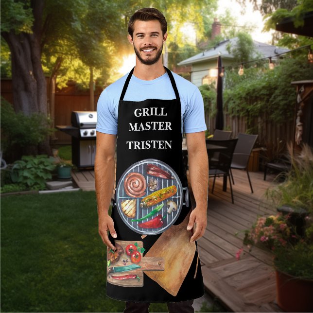 Grill Master Name Monogramm Grill BBQ   Schürze (Von Creator hochgeladen)