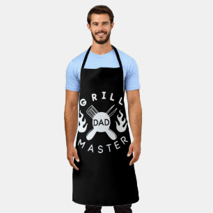 Grill Master Vater Schwarzweiß-Buchstaben Schürze