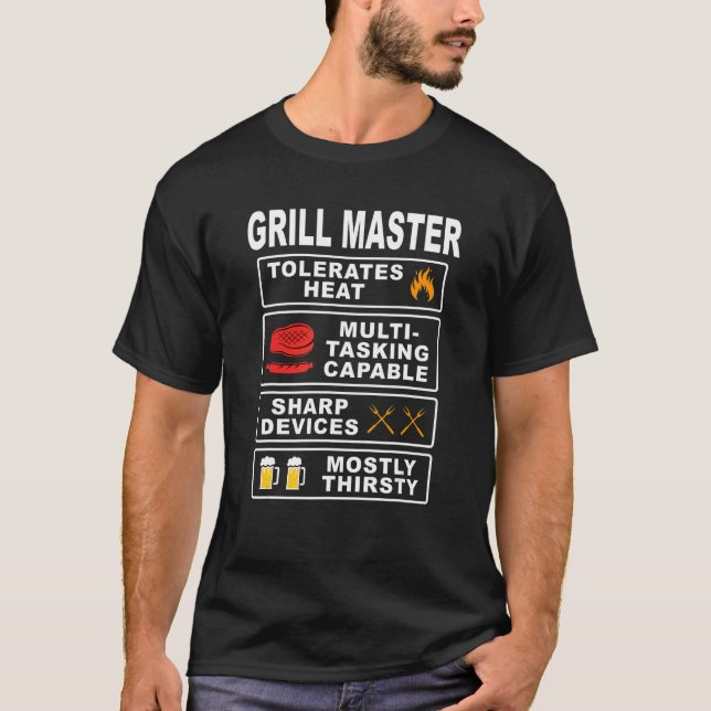 Grill-Master-Zitat Toleriert Hitze-Multitasking-Gr T-Shirt (Vorderseite)