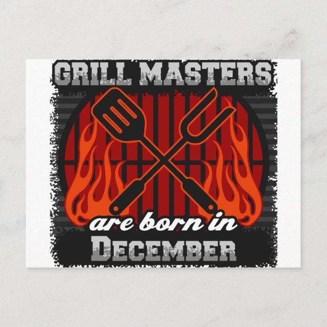 Grill Masters sind im Dezember GRILLEN Geburtstag  Postkarte (Vorderseite)