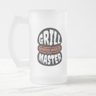 Grill Meister BBQ Papa Zitat Burger Grillen Glas M Mattglas Bierglas