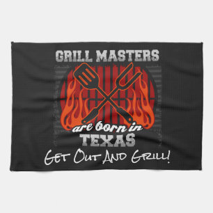 Grill-Meister sind in Texas addieren einen Slogan Geschirrtuch