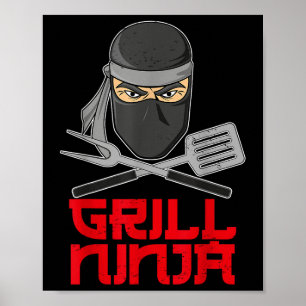 Grill Ninja - Funny Barbeque Hibachi Grill Fork &a Poster