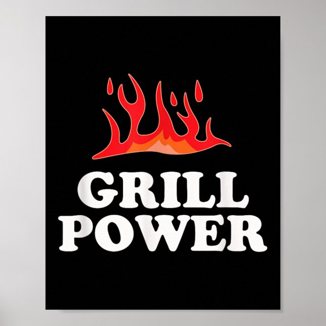 Grill Power - Funny Barbeque Grillen Slogan Sprich Poster (Vorne)