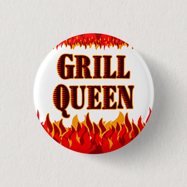 Grill Queen Funny GRILLEN Sprichwort Button (Vorderseite)