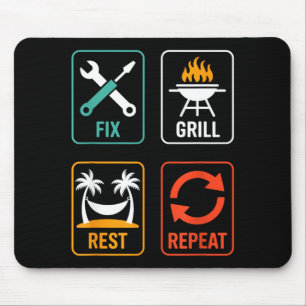 Grill reparieren Ruhe Wiederholung Lustiger BBQ-Gr Mousepad
