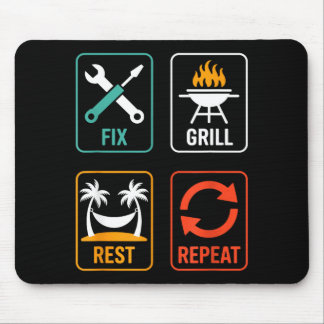 Grill reparieren Ruhe Wiederholung Lustiger BBQ-Gr Mousepad