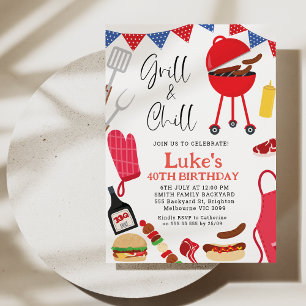 Grill rouge moderne et barbecue froid Invitation d