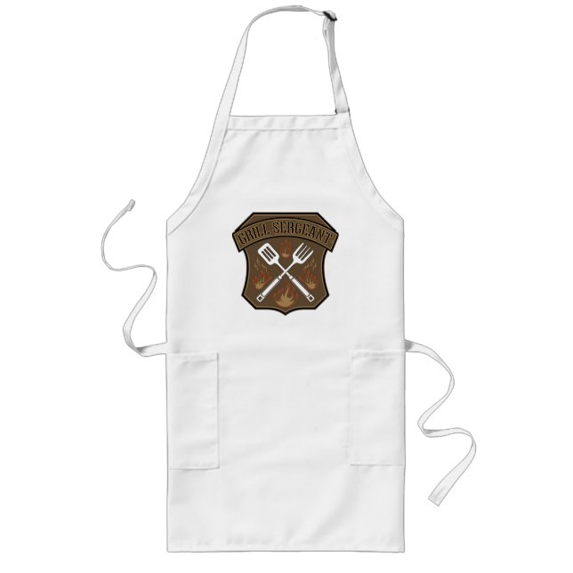 Grill sergeant Abzeichen Design mit Spatula und Ga Lange Schürze (Vorne)