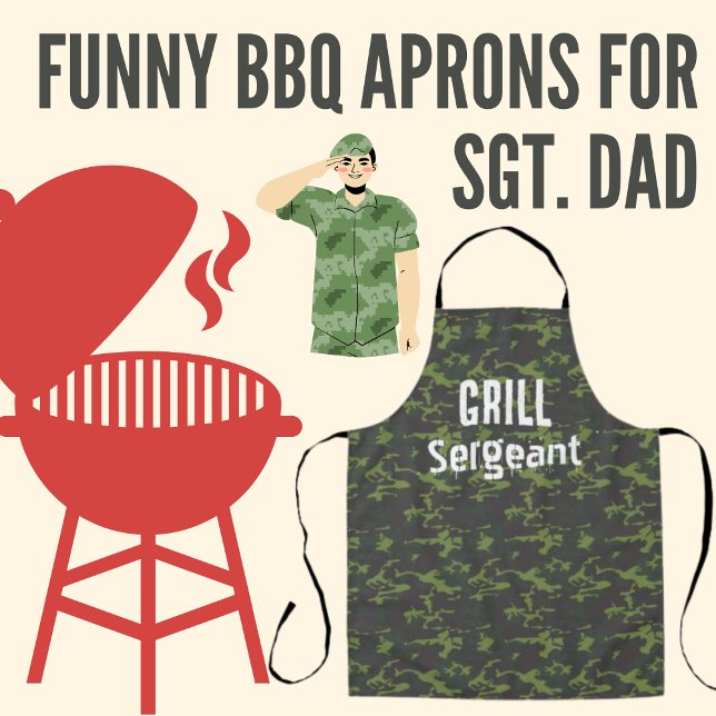 Grill Sergeant Camouflage Funny Grillen Men's Long Schürze (Von Creator hochgeladen)