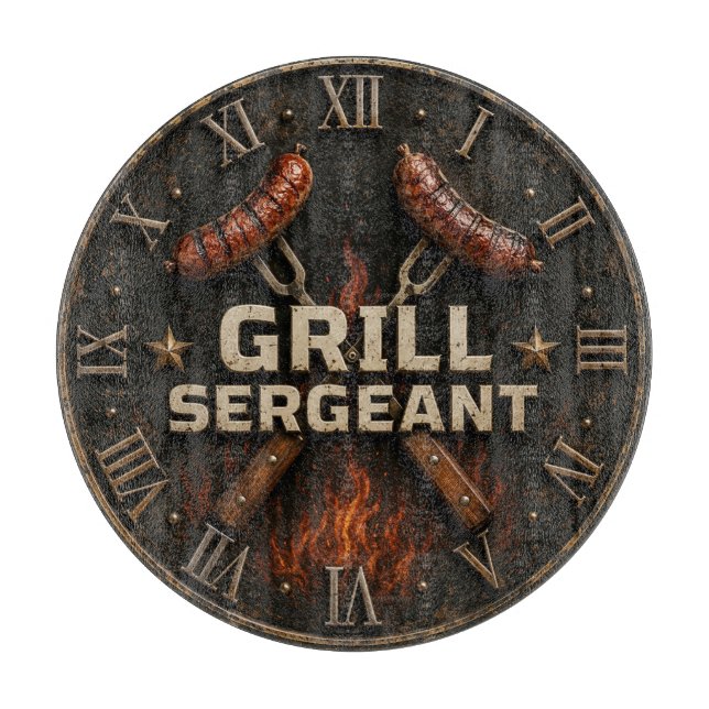 Grill Sergeant Funny BBQ Grill Master Barbecue  Schneidebrett (Vorderseite)