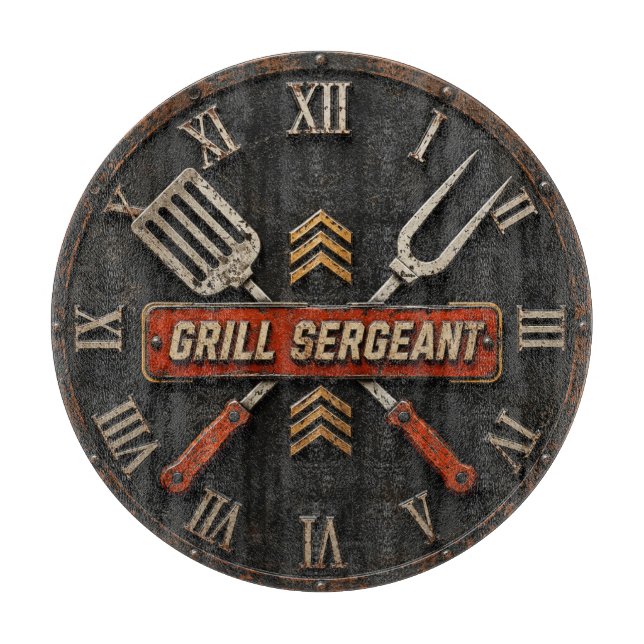 Grill Sergeant Funny BBQ Grill Master Man Cave  Schneidebrett (Vorderseite)