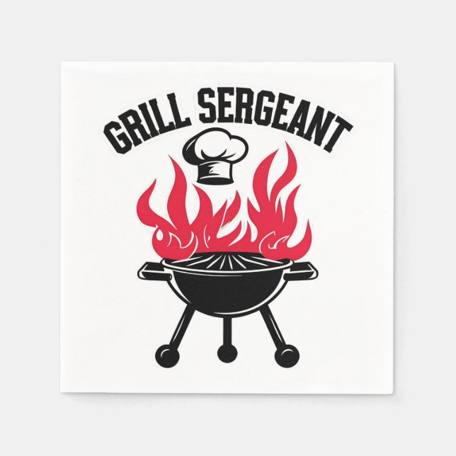 Grill Sergeant GRILLEN Vater Funny Party Serviette (Vorderseite)