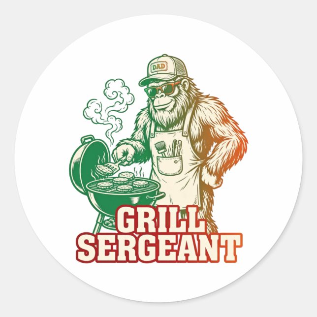 Grill Sergeant Lustiger Bigfoot Aufkleber (Vorderseite)