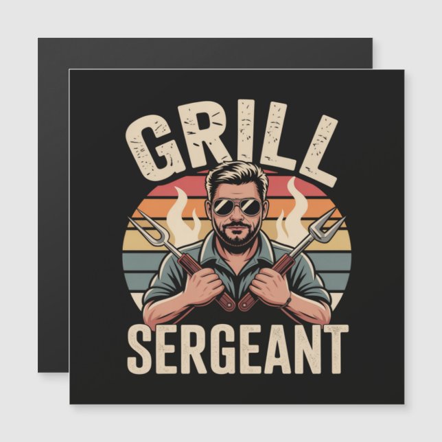 Grill Sergeant Vatertag BBQ Dad Geschenk Magnetkarte (Vorne/Hinten)