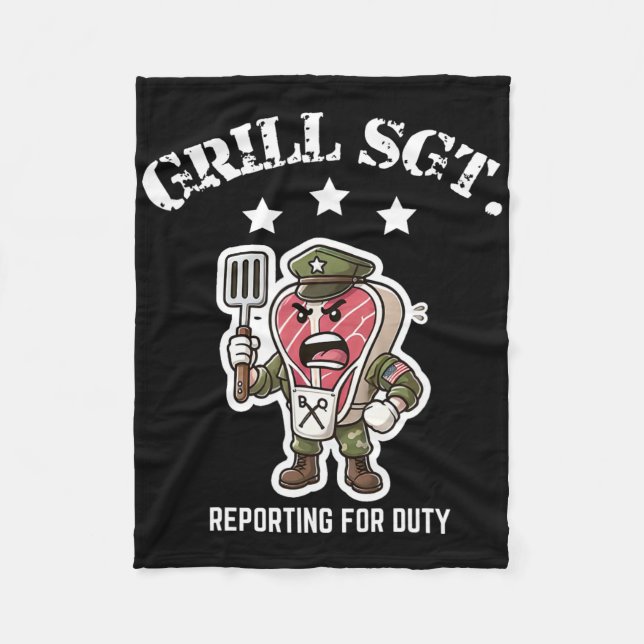 Grill Sgt. Lustiger Bbq Grillabend  Fleecedecke (Vorderseite)