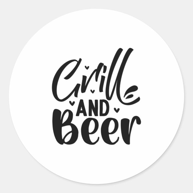 Grill und Bier Runder Aufkleber (Vorderseite)