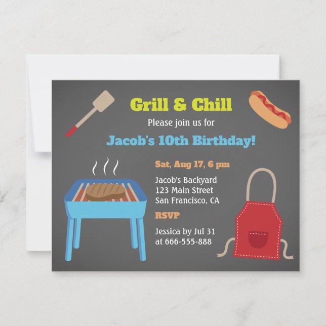 Grill und Chill Backyard GRILLEN Birthday Party Einladung (Vorderseite)