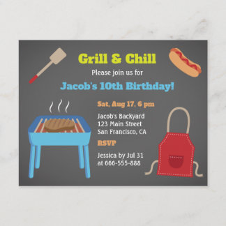 Grill und Chill Backyard GRILLEN Birthday Party Einladung
