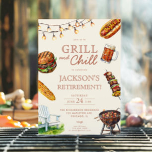 Grill und Chill Barbeque BBQ-Ruhestandsfeier Einladung