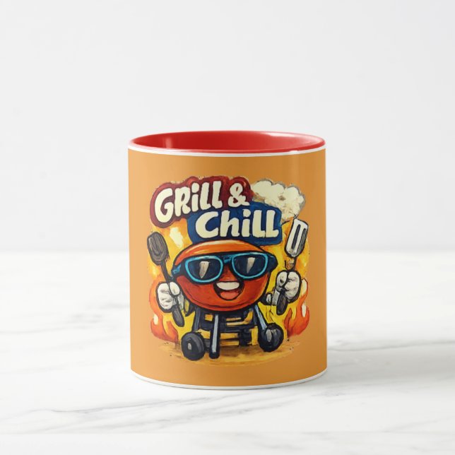 Grill und Chill & Lustiger BBQ Tasse (Zentrum)