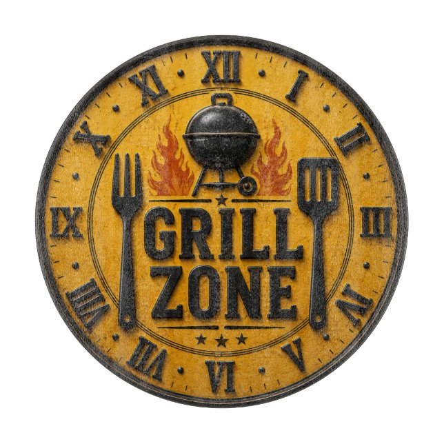 Grill Zone BBQ Grill Master Kitchen Rustic  Schneidebrett (Vorderseite)