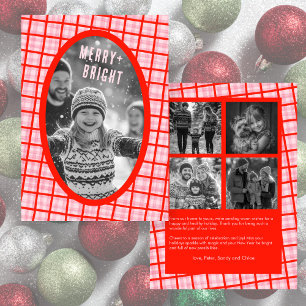 Grille en gras Carte de Noël rose rouge personnali