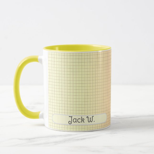 Grille Jaune Motif Design Moderne Personnalisé Mug (Gauche)
