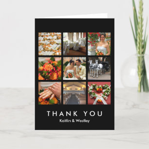 Grille noire collage 9 photos souvenirs merci