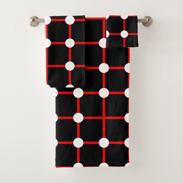 Grille rouge et Motif point blanc sur noir (En situation)