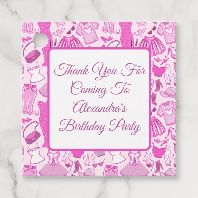 Grillecore, rosa und rosa Modedesign Geschenkanhänger (Vorderseite)