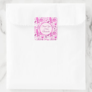 Grillecore, rosa und rosa Modedesign Quadratischer Aufkleber