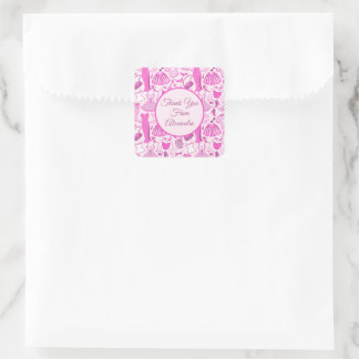 Grillecore, rosa und rosa Modedesign Quadratischer Aufkleber