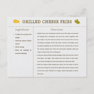 Grilled Cheese Frites Rezeptkarte Thanksgiving Ess Postkarte