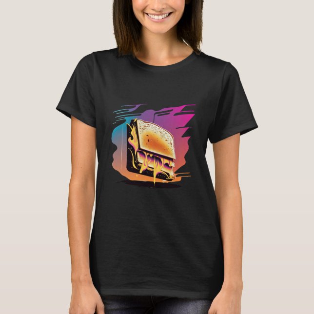 Grilled Cheese Synthwave 80s Retrowave Aesthetic T-Shirt (Vorderseite)