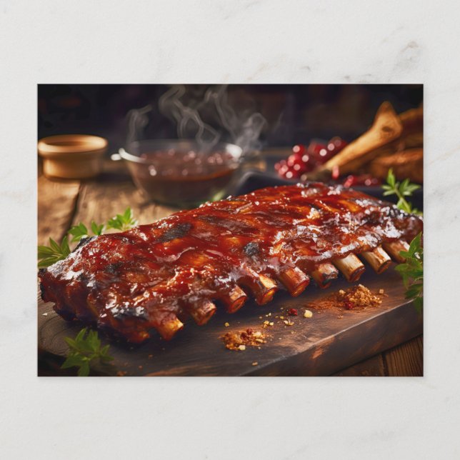 Grilled Spare Ribs BBQ Postkarte (Vorderseite)