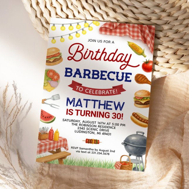 Grillen 30. Geburtstag Einladung (Backyard BBQ 30th Birthday Invitation
)