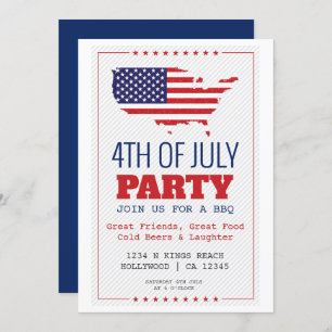GRILLEN 4. Juli Patriotisches Party Einladung