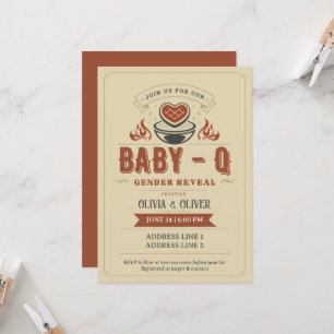 GRILLEN Baby Dusche, Baby-Q Geschlecht offenbaren Einladung