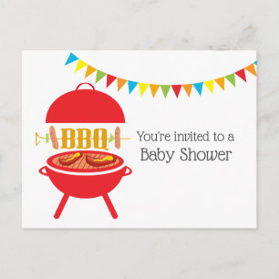Grillen Baby Dusche Grillen Party, Grill, Grillen  Einladungspostkarte