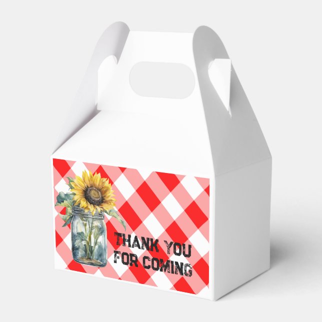 GRILLEN baby Dusche Red kariert Gingham Danke Geschenkschachtel (Vorderseite)